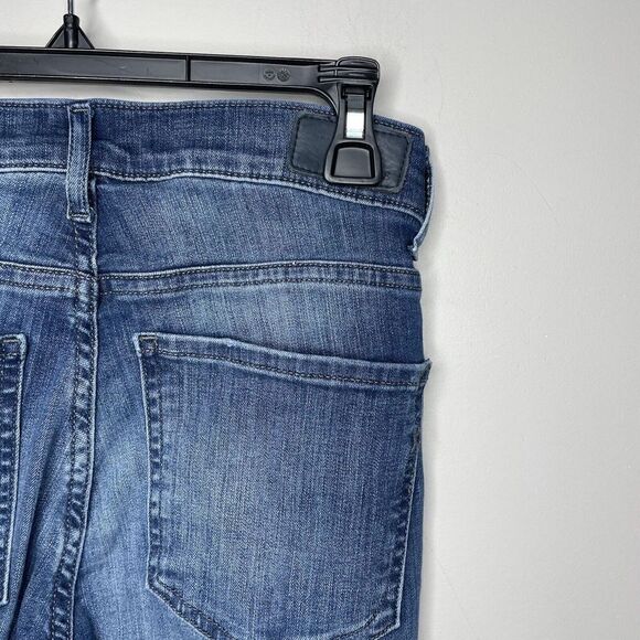 EXPRESS Jeans Womens 4 Long Blue Distressed Legging High Rise - Picture 3 of 7